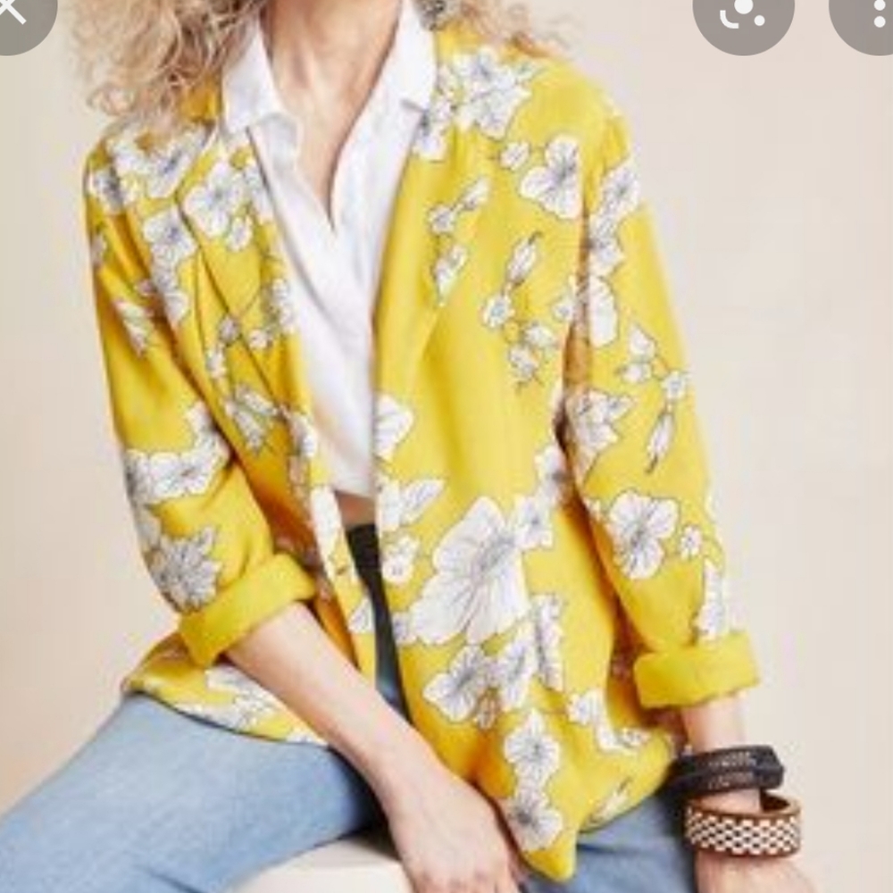 Cleobella Yellow & White Floral Button Jacket / Blazed Medium  nwt - Picture 8 of 8
